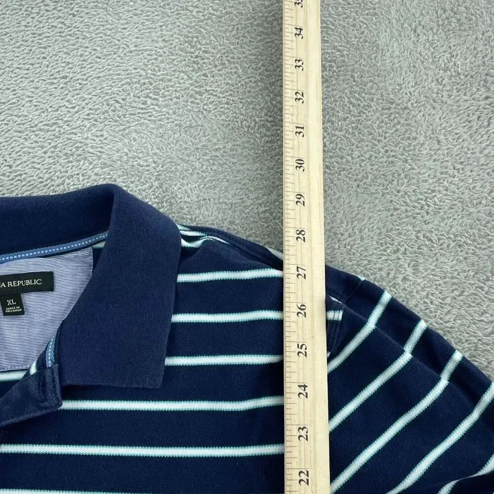 Banana Republic Mens Navy & White Striped Polo Shirt XL Cotton/Lycra 1811